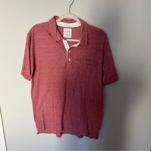 Men's Billy Reid Red Micro Stripe 100% cotton Polo XL